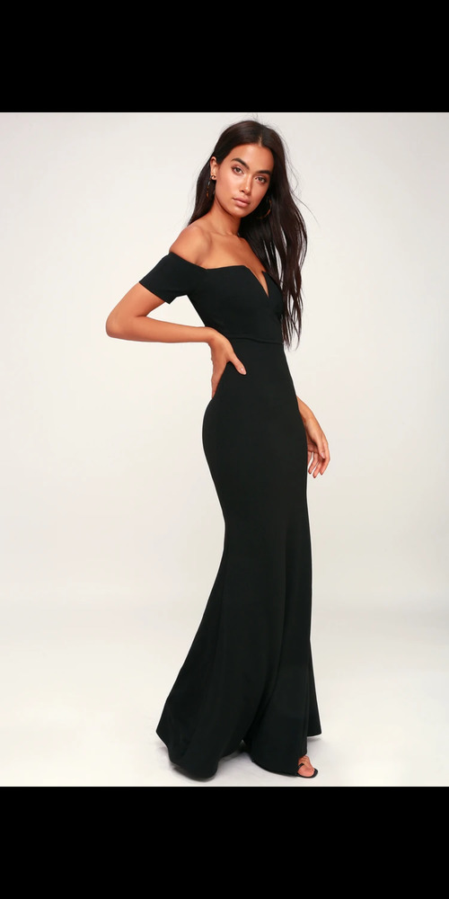 Lulu's Lynne Black Off-the-Shoulder Maxi Dress
